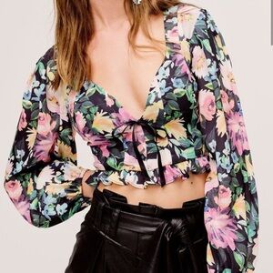 NWT For Love & Lemons Floral V-Neck Women's Top S